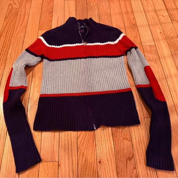 Tommy Hilfiger Sweaters - VTG TH Colorblock Women's Sweater Star Zip elbow patch patriotic heritage
